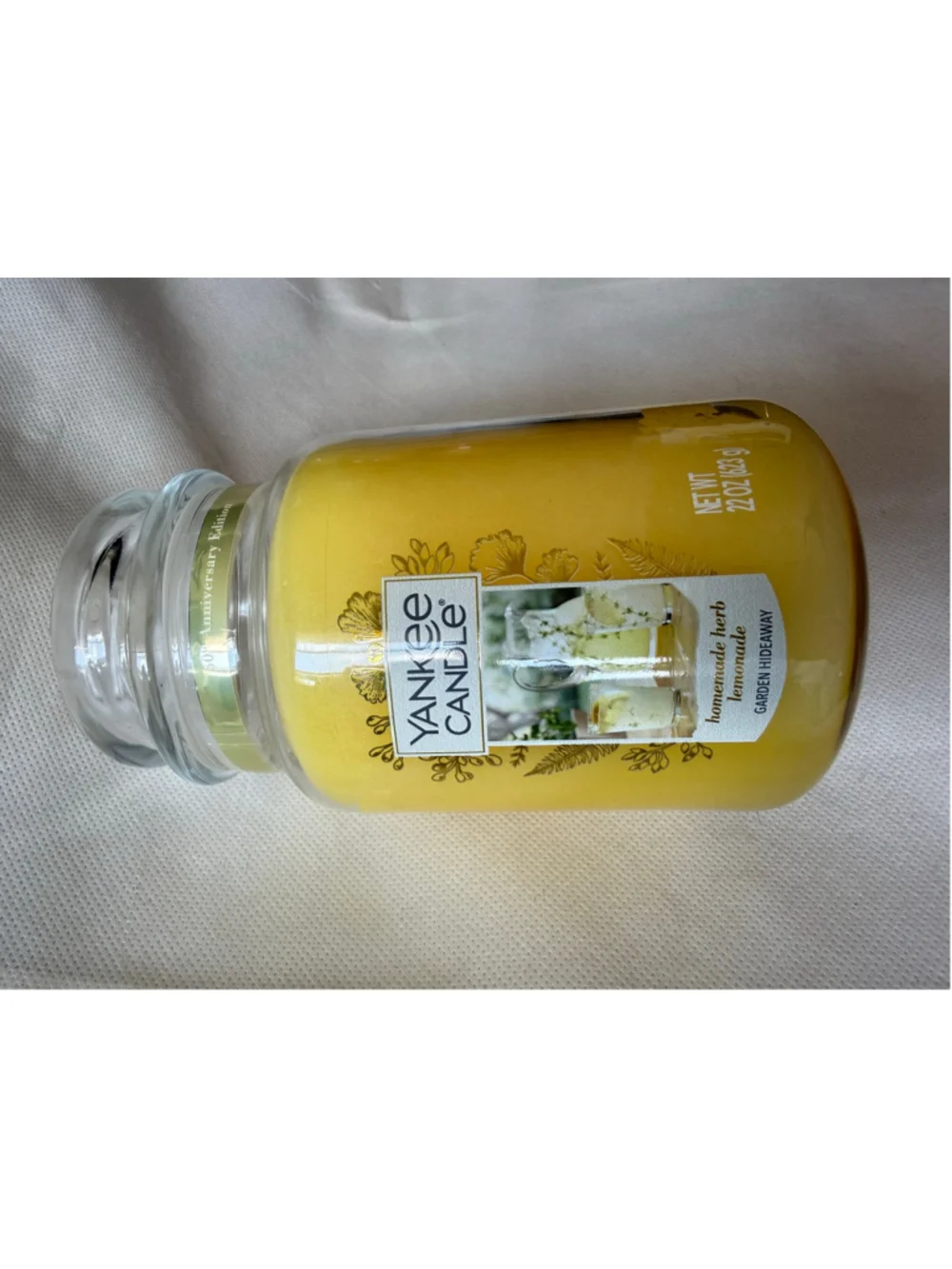 NEW Yankee Candle Homemade Herb Lemonade Large Jar 22 Oz Yellow 50th Anniversary
